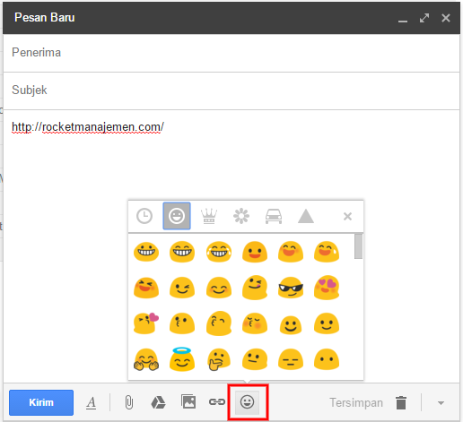 Menyisipkan Emoticon Email