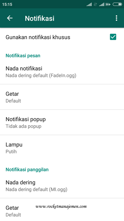 atur notifikasi khusus whatsapp